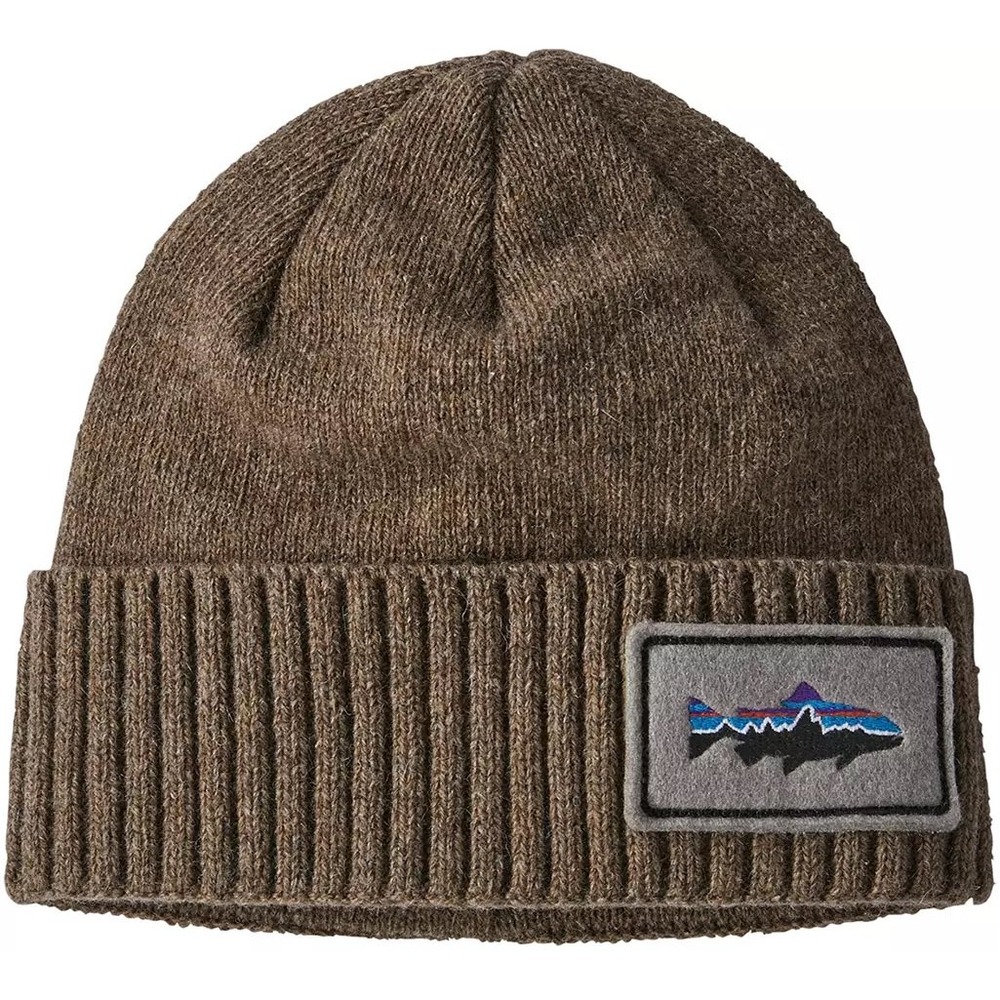Patagonia Brodeo Beanie Ash Tan Fitz Roy Trout Patch Wool Blend Hat NWT
